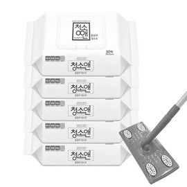 Milgio 밀지오 부직포 청소기 밀대걸레세트[밀대1+물걸레포5] Milgeo Non-Woven Cleaning Mop Set [1 Mop + 5 Wet Cloths]