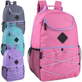 Adventure Trails (24 Pack) 18 Inch Heavy Duty Bulk Multi Pocket Bungee Backpacks for College, Homeless, Men, Women (Female Colors Pack)