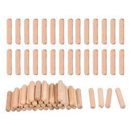 sourcing map 60 Pcs Wooden Dowel Pins 5x25mm(0.2x0.98) Fluted Beveled Ends Wood Dowel Pegs Dried Hardwood for Woodworking Furniture Shelf