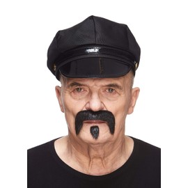 Mustaches Self Adhesive Grandpa's Fake Mustache, Novelty, False Facial Hair, Costume Accessory for Adults, Black Lustrous Color