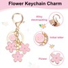 PATIKIL Pink Flower Keychain Charm, Cute Enameled Keychain Initial Floral