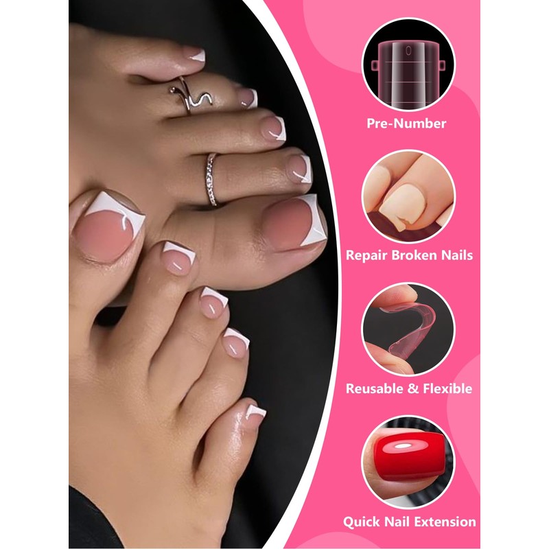 EBANKU 120PCS Polygel Tips Nagelformen, Rosa Wiederverwendbar Dual Tips Nägel
