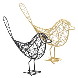 Cabilock 2 Pcs Iron Art Bird Desktop Ornament, Chic Wire Bird Figurine for Home Decoration, Lightweight Tabletop Decor for Living Room and Photography