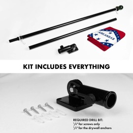 UD_G128 Combo Pack: 6 Ft Tangle Free Aluminum Spinning Flagpole (Black) & Arkansas AR State Flag 3x5 Ft, Double ToughWeave Serie