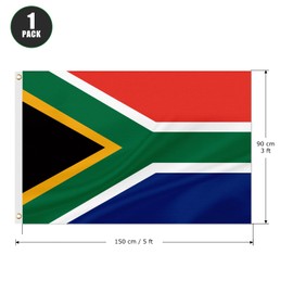 ASUNO South Africa Flag 3 × 5 Feet Polyester South African National Banner with 2 Brass Grommets Double Side Vivid Color Fade Resistant for Outside Garden Lawn Patio