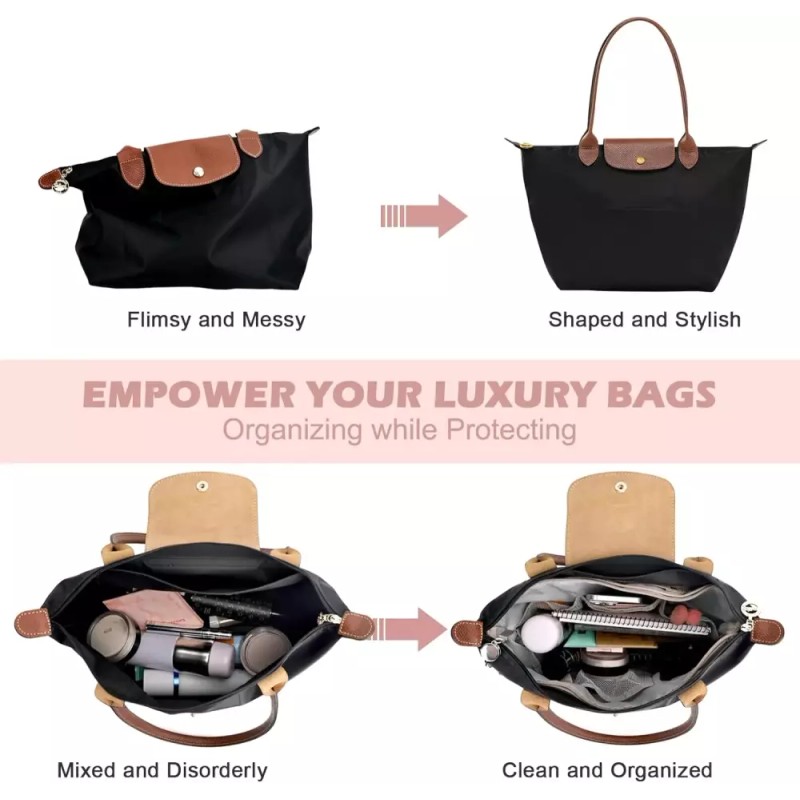 Longchamp 롱샹 르 플리지 미디엄용 키파틴 지갑 정리함 삽입물 지퍼와