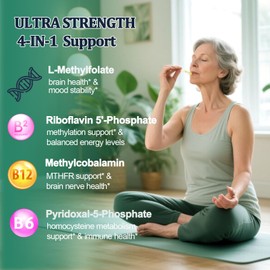 Methylfolate Supplement for Adult & Kids, L Methyl Folate 15mg Plus Methyl B12 B6 B2 Multivitamin, Metabolically Active 5-MTHF Form for Mood Homocysteine Methylation Cognition Energy Nerve Health*