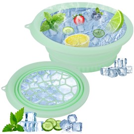 Face Ice Bath Bowl with Built-In Icetray – Collapsible Silicone Facial Ice Bath Bowl for Easy Storage & Carrying,Ice Face Bowl for Cold Plunge Therapy,Facial Plunge Bowl for Home & Travel (Green)