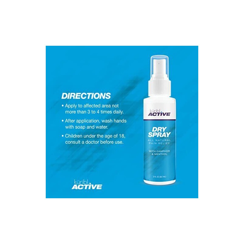 Kuribl Active Dry Spray - All Natural Pain Releif w/Camphor