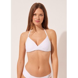 CALZEDONIA Woman's Graduated Padded Criss-Cross Triangle Swimsuit Top Indonesia in White, Size M