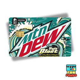 Baja Blast Credit Card Skin - Vinyl Sticker for debit cards, Waterproof, Glossy or Holographic- Mtn Dew Taco Bell funny card sticker credit card - Card Type: Small Chip, Finish: Glossy