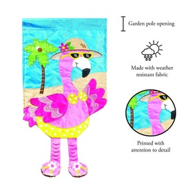 Magnolia Garden Flamingo with Legs 13 x 19 Pink Polyester Outdoor Hanging Flag