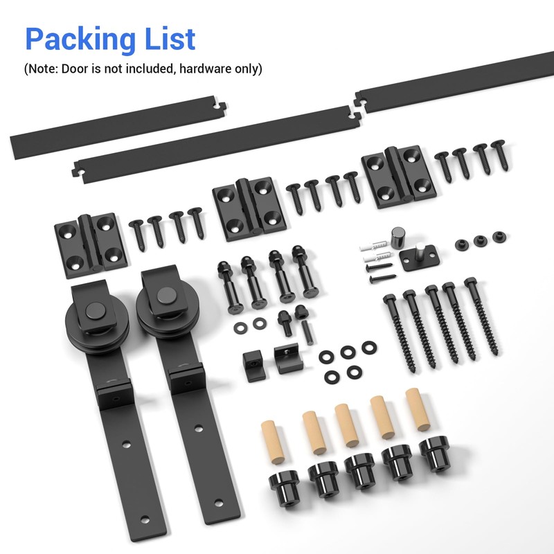CCJH 42" Bi-Folding Sliding Barn Door Hardware Kit for 2