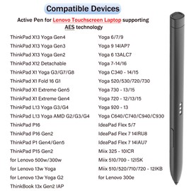 Slim Rechargeable Pen for Lenovo Touchscreen Laptops,Active Stylus Compatible with Lenovo ThinkPad x1/Yoga 520 730 920/Miix 510 700,for IdeaPad Flex 6 11/14,4096 Pressure Sensitivity,with Charger