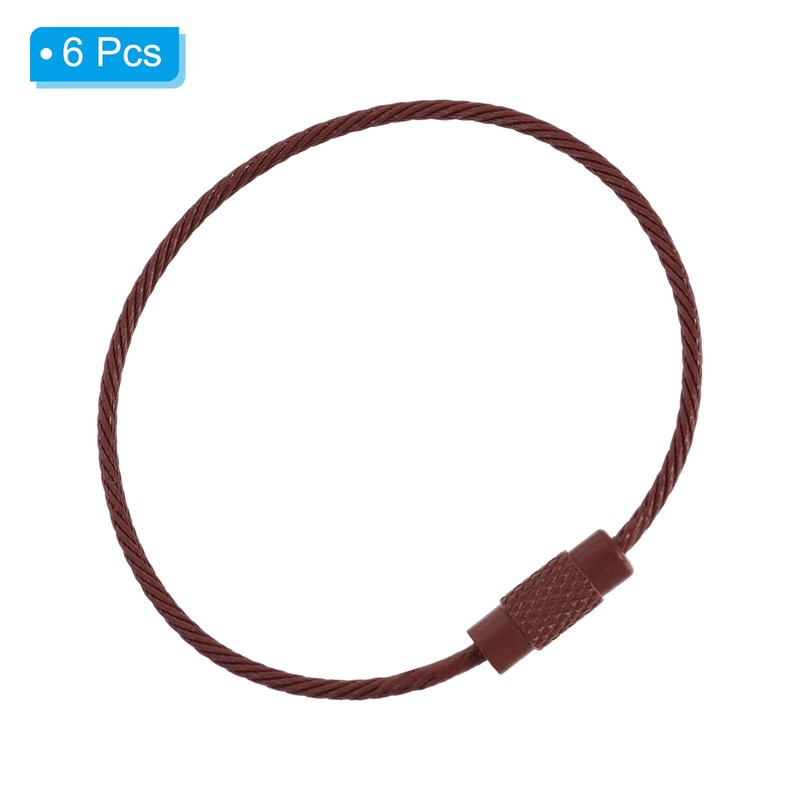 [PATIKIL] 6PCS 150mm Length Wire Keychain Cable Stainless Steel 1.5mm