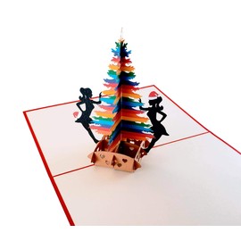 iGifts And Cards Lesbian Christmas 3D Pop Up Greeting Card – Season’s Greetings, Holiday Season, Feliz Navidad, Pride, Joy, Hope, Happiness, Special