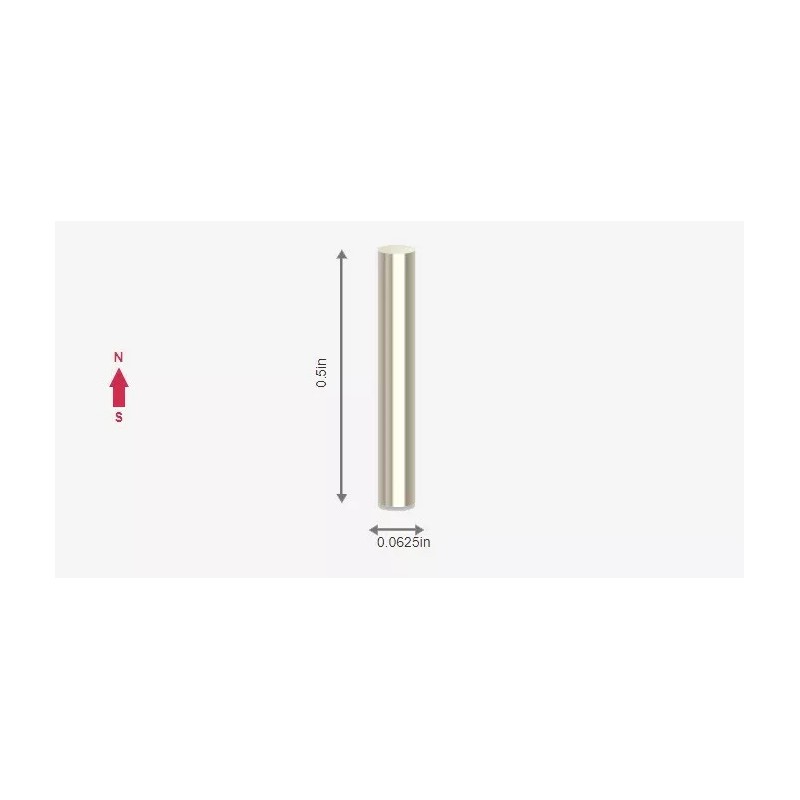 Radial Magnets Neodymium Magnet Rod N35 D1/16" x 1/2"(A)