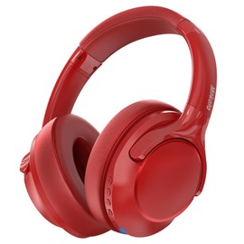 Mokata Bluetooth Headphones Over Ear 68H Playtime 6 EQ Wireless Headset with Microphone HiFi Stereo Foldable Lightweight Deep Bass for Travel Home Office Cellphone Red
