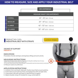 CHAMPION Industrial Belt Back Brace Abdominal Support Shoulder Straps, Black, X-Small