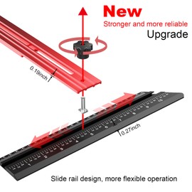 Stair Tread Template Tool — Adjustable Stair Measuring Jig & Gauge, Aluminum Stair Scribe Tool for Accurate Stair Treads, Risers, Shelves, Cabinets, and Woodworking Projects（Red-Black）