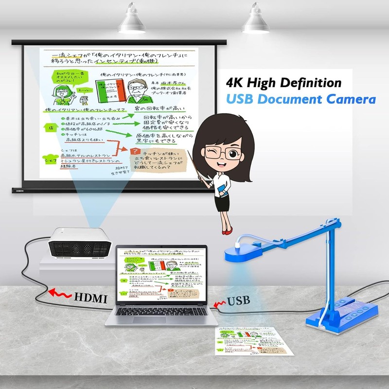 TreasLin Document Camera,10MP USB Document Camera for Teachers, Overhead Camera