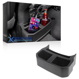 x xotic tech Rear Cup Holder Floor Console Mounted Drink Holder Compatible with Jeep Wrangler JL JLU & Gladiator JT Truck 2018-up, Back Seat Storage Box Organizer Interior Accessories