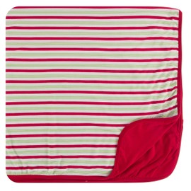 KicKee Pants Print Toddler Blnket, Silky Soft Baby Blankets, Viscose from Bamboo Fabric, Security Blanket, Easy Transition from Crib to Bed, Unisex Style (2020 Candy Cane Stripe - One Size)