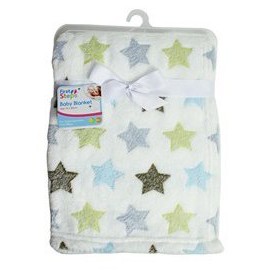 "First Steps" Luxury Soft Fleece Baby Blanket in Cute Stars Design 75 x 100cm for Babies from Newborn