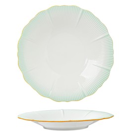 10-Inch Gradient Blue Ceramic Dinner Plate – Elegant Wave-Edge Shallow Plate for Home Use, Premium Western-Style Salad & Serving Dish, Ideal for Weddings & Parties, Perfect for Cereal, Pasta & Salad