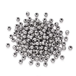 MegaPet - 1000 abalorio espaciadoras de metal de 4 mm, acero inoxidable 304, abalorio sueltas redondas lisas para hacer pulseras, collares, joyas, manualidades con agujero de 1,5 mm