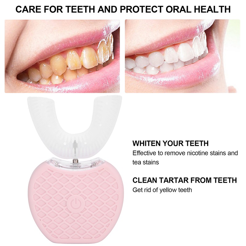 UShape Electric Toothbrush Teeth Whitening Silicone Automatic Massage Toothbrush for