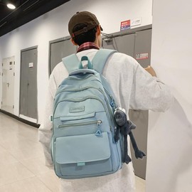 Cute Aesthetic Backpack Girls Backpack for School Large Capacity Bookbags College Backpack for Students Kids Teen Girls Laptop Bookbag Casual Travel Daypacks(Blue)