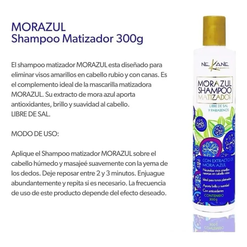Shampoo Matizador Tonos Platinados Libre De Sal 300g Nekane