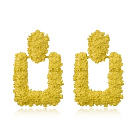 EVER FAITH Yellow Square Geometric Dangle Earrings, Fashion Metal Statement Drop Dangle Earrings for Women Girls