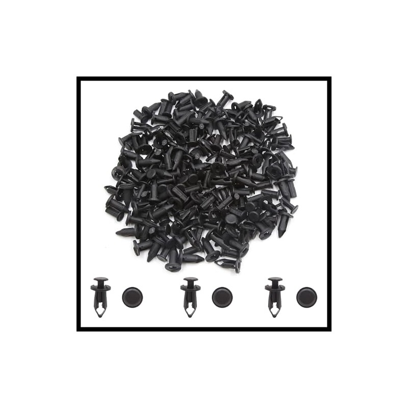 Hihaha 100pcs 7mm Hole Black Car Plastic Rivets Fastener Retainer