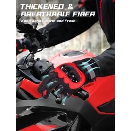 COFIT Motorcycle Gloves for Men and Women, Breathable Mesh Motorcycle Gloves with Hard Knuckle and Touchscreen for BMX, ATV, MTB, Road Racing, Cycling and Cycling - Red L