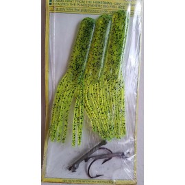ALex Langer Original, Rare 6'' Flying Lure Pack. Saltwater. Green Pepper: 3 lures+ 2 hooks