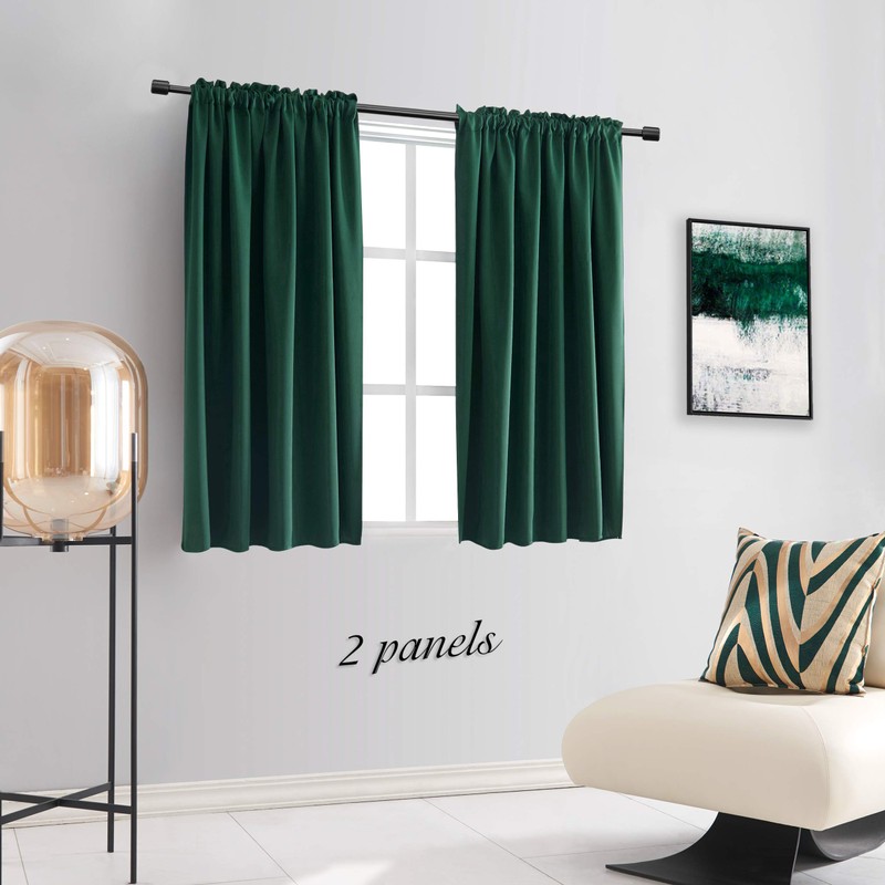 DONREN Hunter Green Blackout Thermal Insulating Window Curtain Panels for