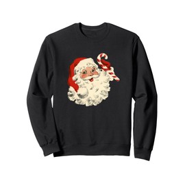 Vintage Retro Santa Claus Candy Cane Christmas Holiday Sweatshirt