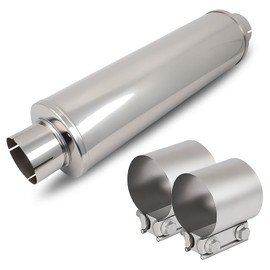 DILENBLE 4" Inlet/Outlet Diesel Muffler Exhaust - 8x24" Body, 30" OAL - Straight Through Stainless Steel - Universal Welded Exhaust