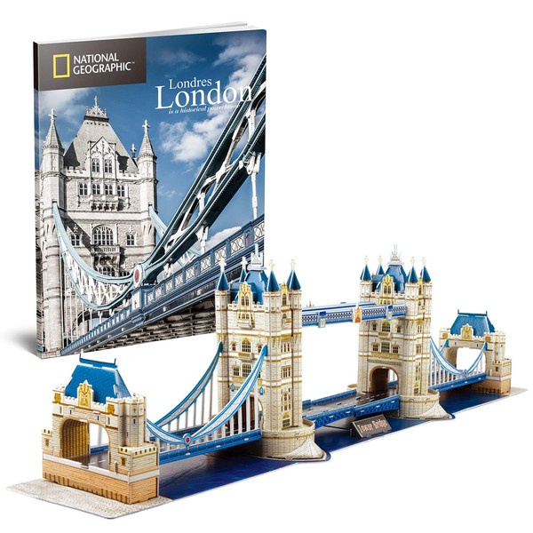 CubicFun National Geographic 3D London Puzzles Britain Architecture Model Kits Toys for Adults and Children, the Tower Bridge, with a Booklet