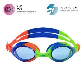Zoggs Bondi Junior Swimming Goggles, Green/Blue/Orange/Tint, 6-14 Years
