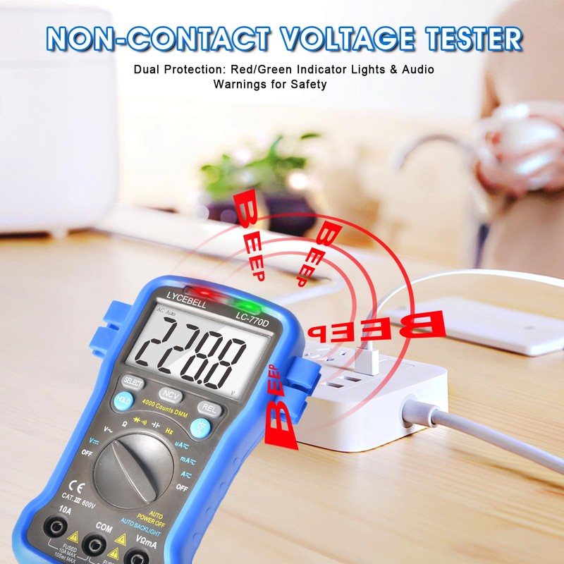 Digital Multimeter Tester 4000 Counts, AC DC Volt Ohm Amp