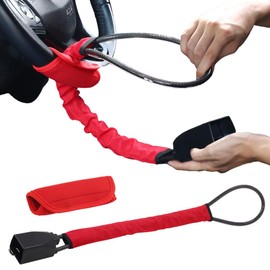 UPstore Steering Wheel Lock, Seat Belt Lock, Anti-Theft, Keyed, Security, Scratch Resistant Cover, High Strength Wire Lock, Anti-Theft, Automobile, Car, Truck Theft, Universal Use, Red