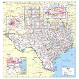 Cool Owl Maps Texas State Wall Map Poster Rolled (Laminated 24"x25")
