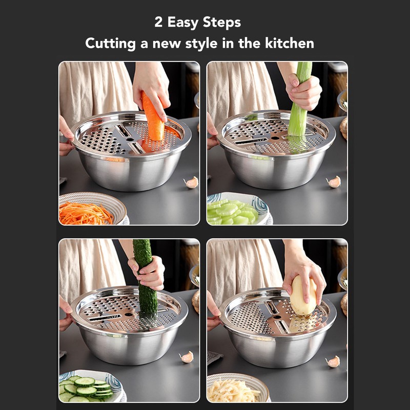3 In 1 Colander Strainer Set Stainless Steel Rice Washing