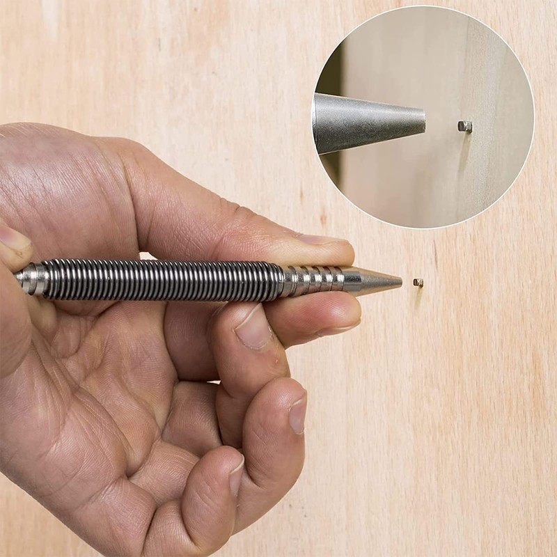 2Pcs Spring Center Punch Hammerless Dual Head Nail Setter Spring