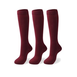 COTTON DAY COTTON DAY Women's Soft Combed Cotton Knee High Calf Long Socks Seamless Toe Shoe Size 6-9 Black