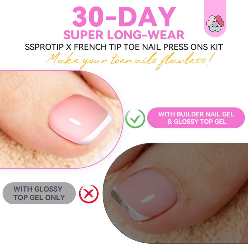 SAVILAND 216-Piece French Set with Tips for Artificial Toenails (Pink,