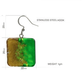 Handcrafted Dangle Earrings Jewellery for Women (Green Gold Foil)